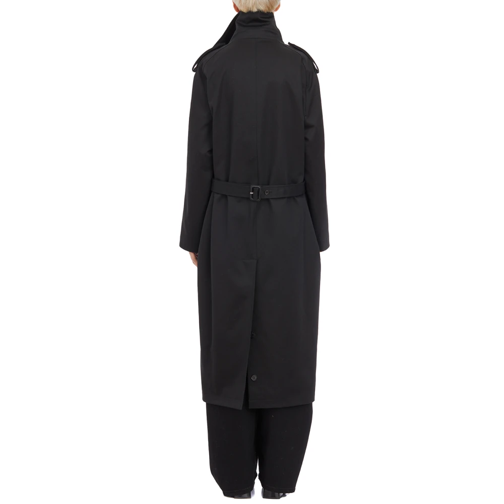 Courrèges Lange Katoenen Trenchcoat Black Dames