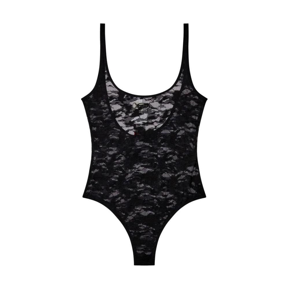 Diesel Doorschijnend Kant Paneel Ovaal D Logo Black Dames