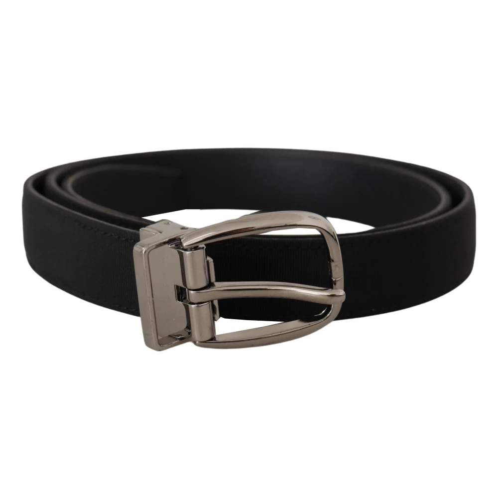 Dolce & Gabbana Men's Silver Leather Belt With Logo Buckle
