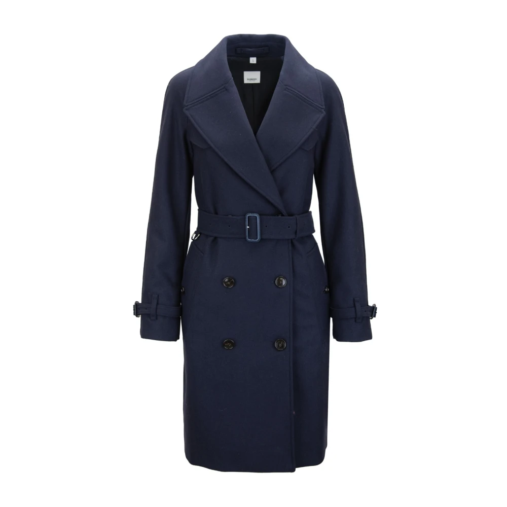 Burberry Wollen blend kasjmierjas met riem Blue Dames