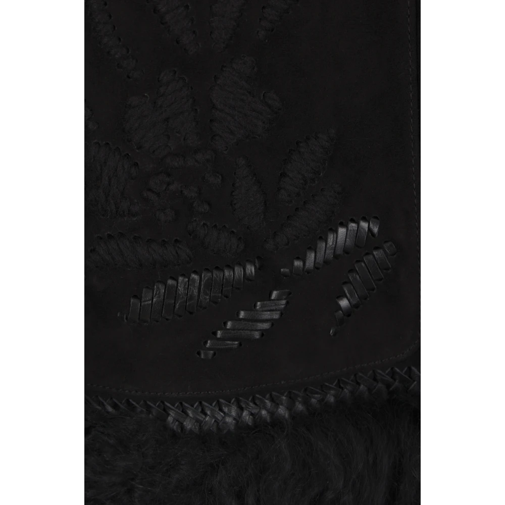 Ermanno Scervino Zwarte Shearling Bloemenjas Black Dames