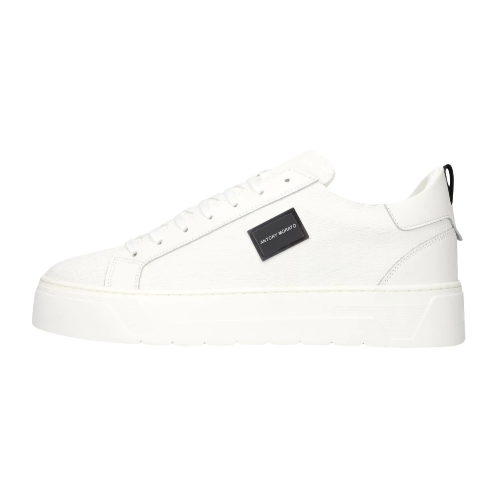 Antony Morato Mannelijk Wit Schoenen Heren, 43 Eu, Katoen, Metal Bold Animal Sneakers