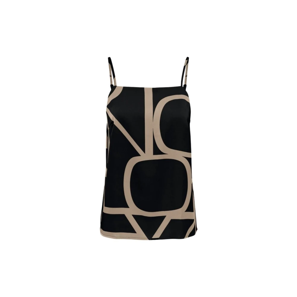 Only Women's Black Sleeveless Tops, Xs, Sleeveless V-Neck Top, All-Over Print