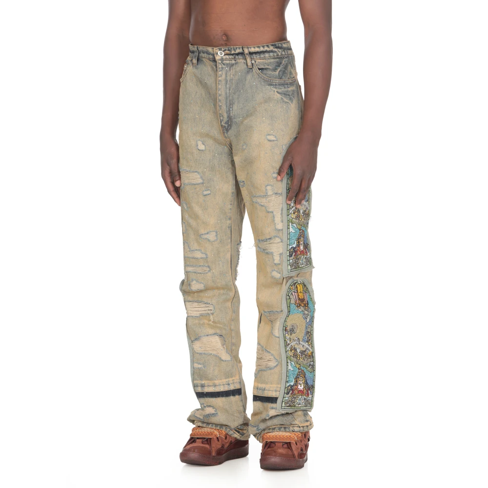 Who Decides War Beige Katoenen Jeans met Strass Details Beige Heren