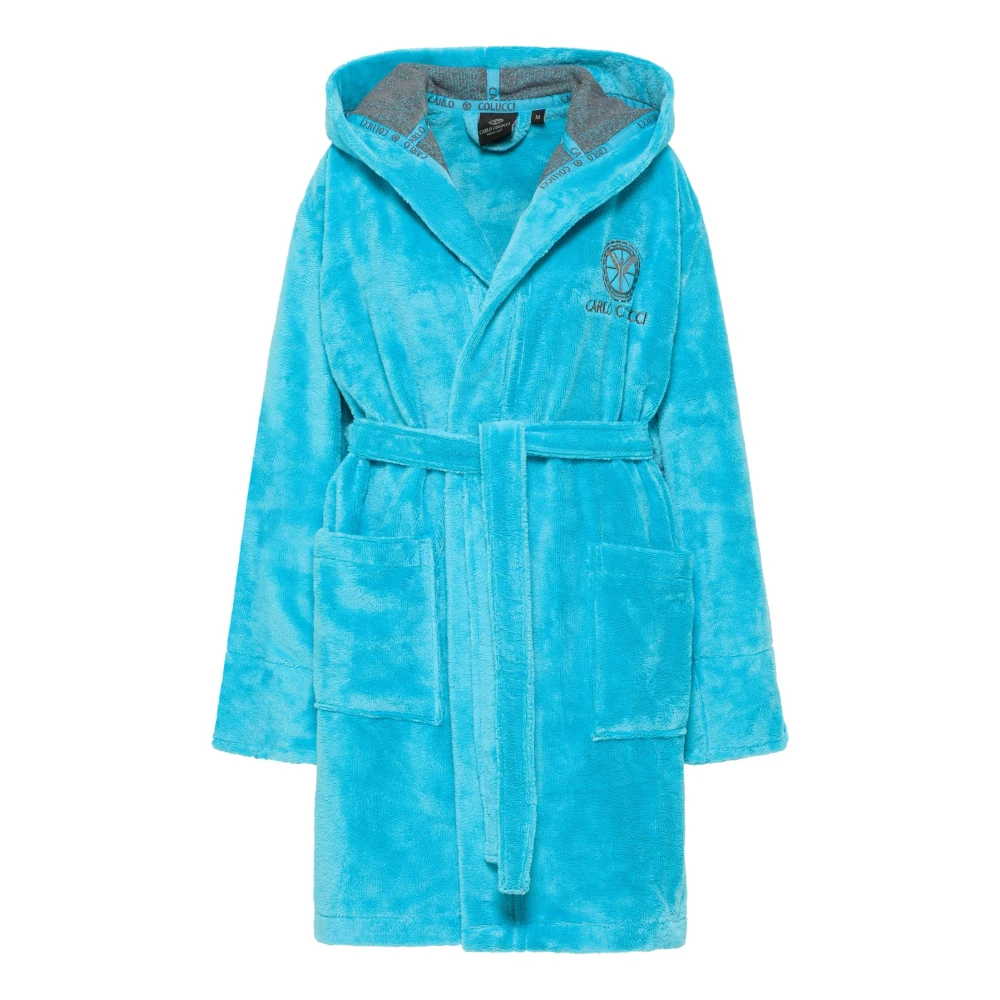 Carlo colucci Badjas met capuchon Gezellig Velours Badstof Blue Dames