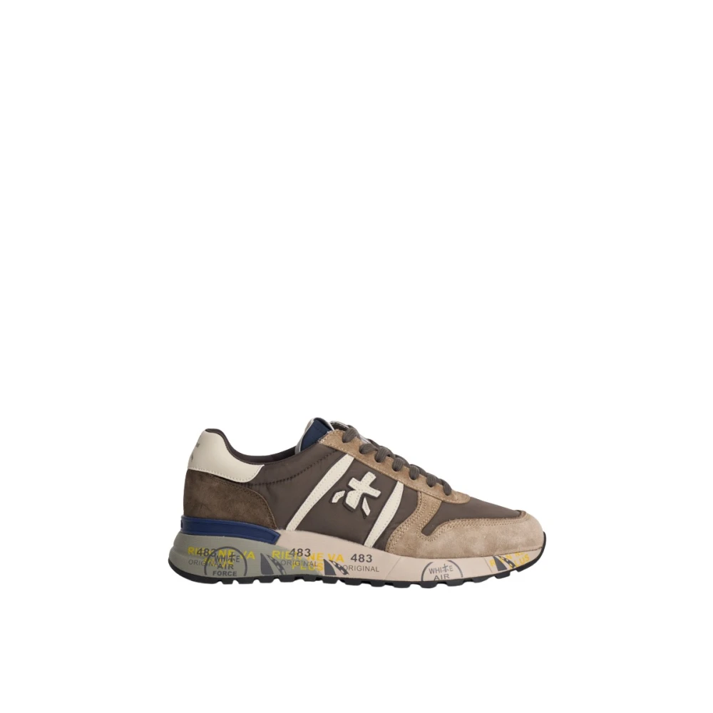 Premiata Grijze Suède Leren Sneakers met Uniek Platform Heren Schoenen Bruin