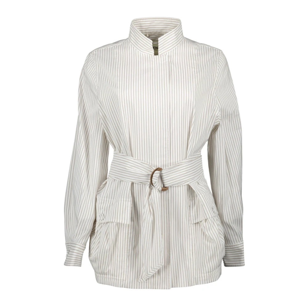 Fendi Women's White Striped Fitted Jacket Spring-Summer 2025 - Light Jackets - S - Jackets