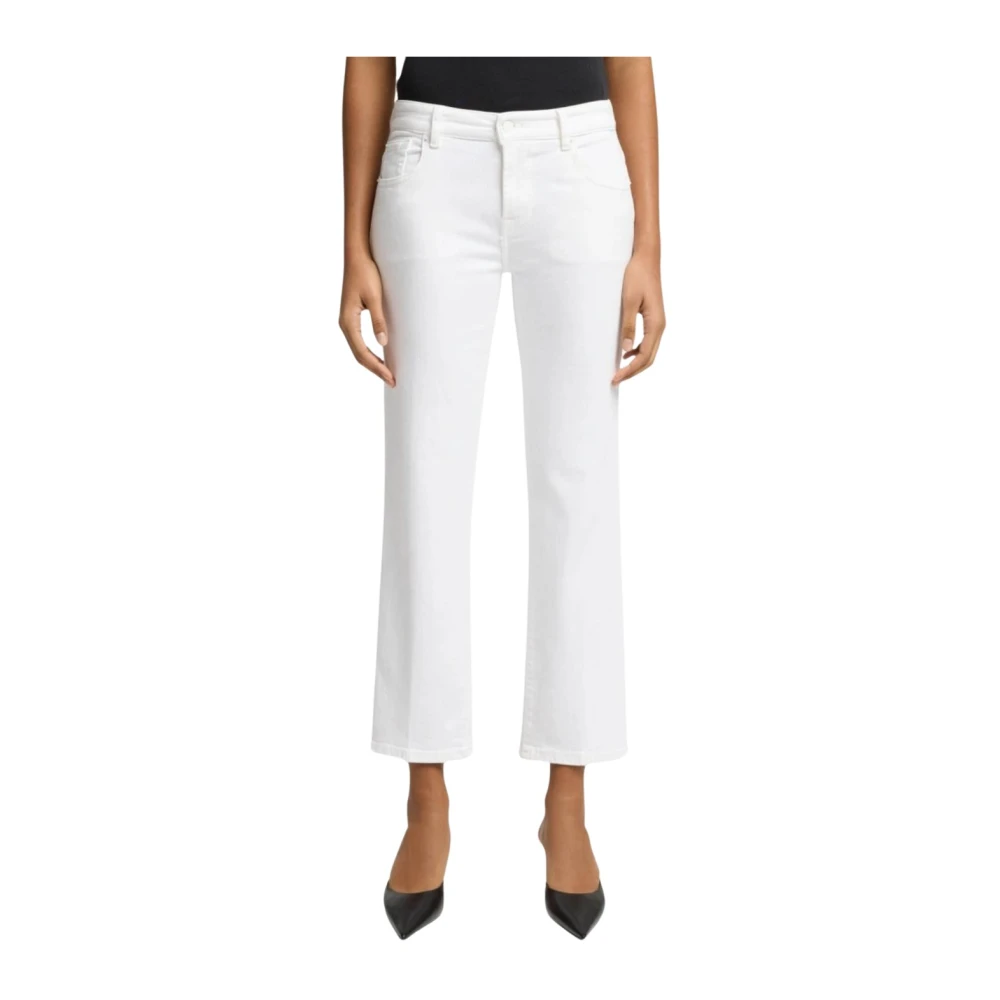 7 For All Mankind White Calie Straight Ankle - Female - Cropped Trousers - W24 - Trousers