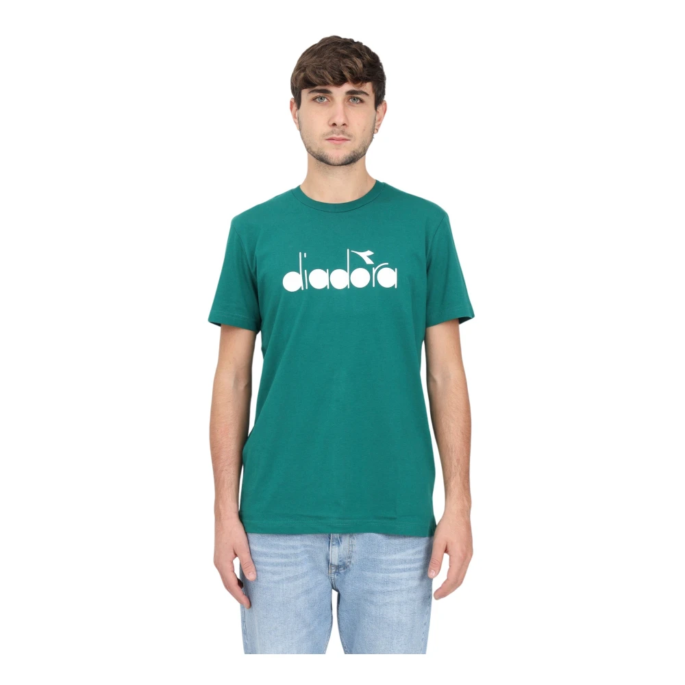 Diadora Groene T-shirt met Logo Print voor Heren Green Heren