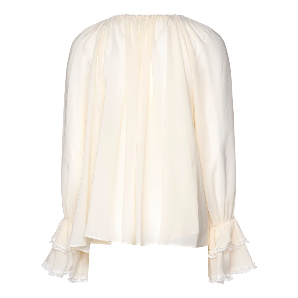 Chloé Witte Katoenen Blouse met Ruches White Dames