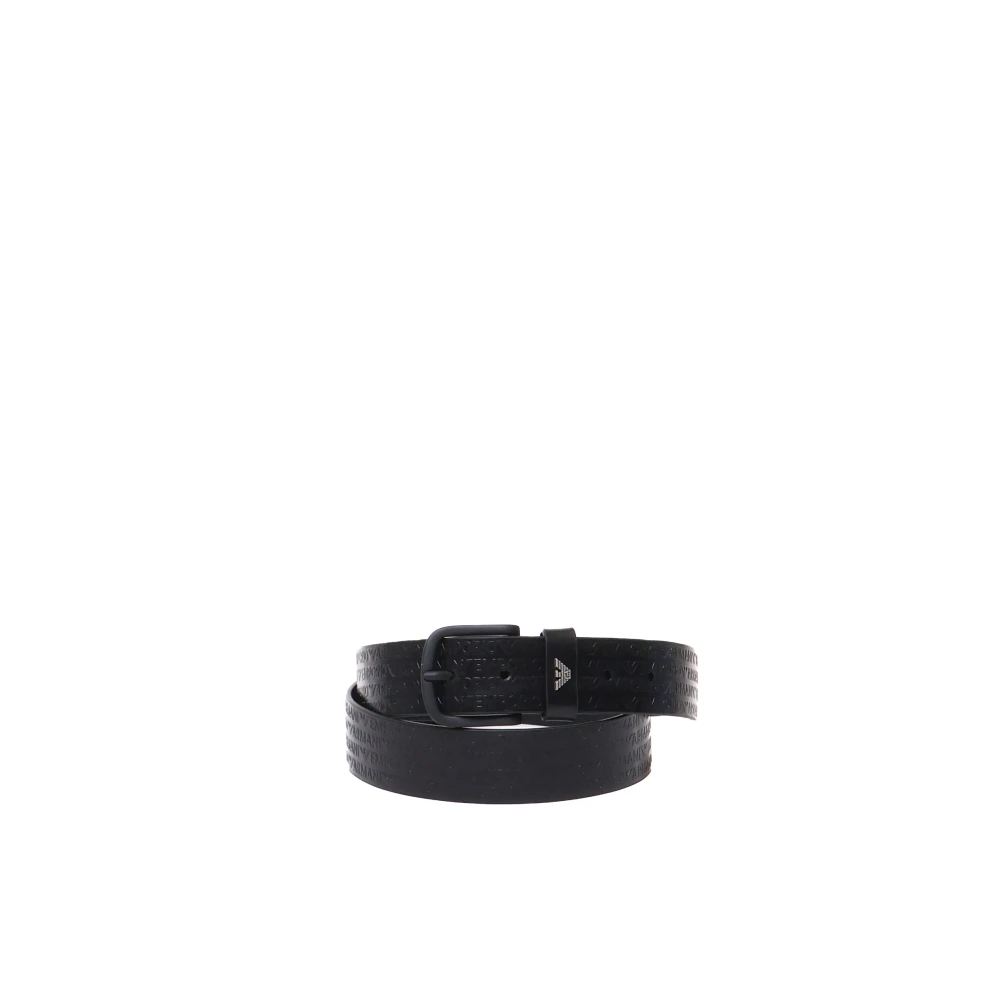 Emporio Armani Zwart logo riem met verstelbare sluiting Black Heren