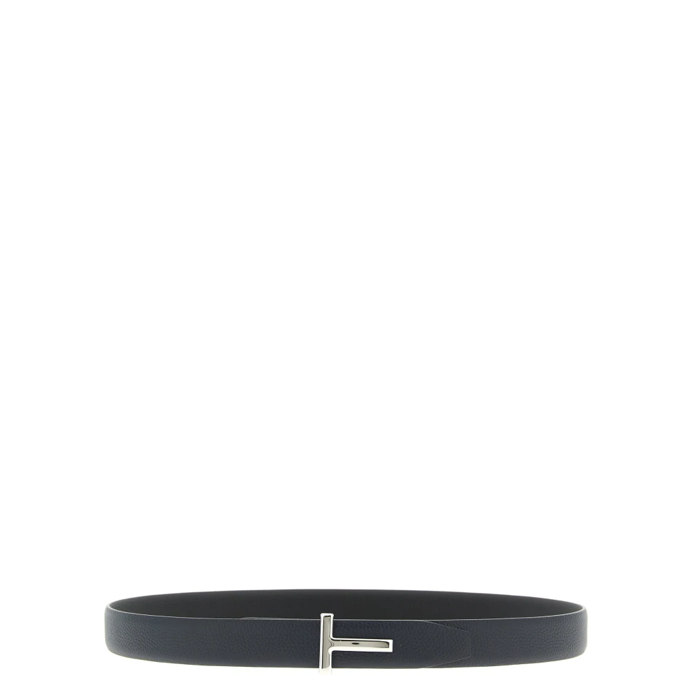 Tom Ford Men's Black Adjustable Reversible Hammered Leather Belt