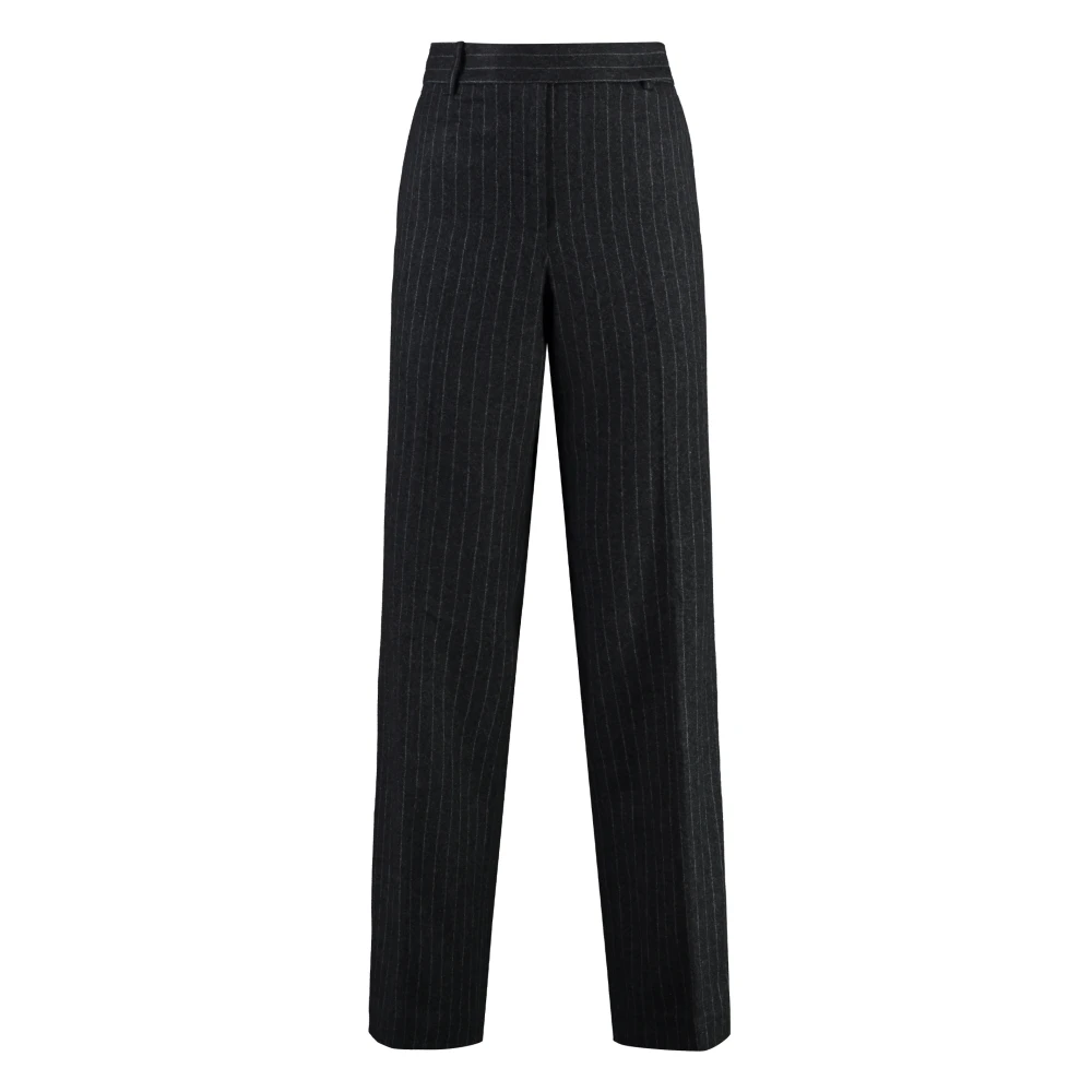 Michael Kors Women's Gray Pinstripe Wool Blend Trousers - Straight Trousers - M - Trousers