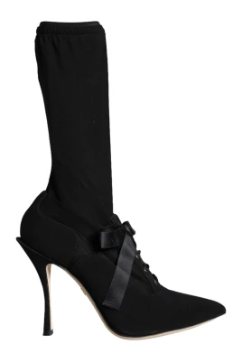 Svarta Stilettohälar Mid Calf Stövlar