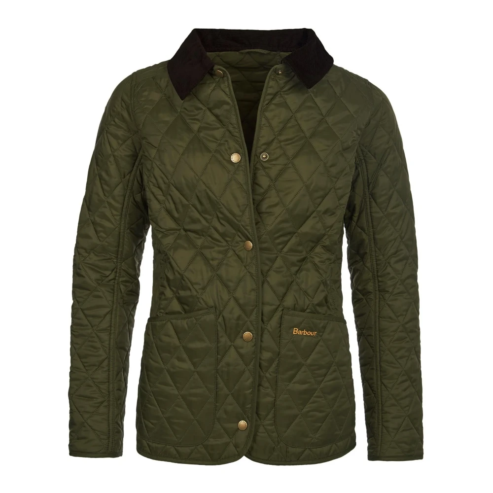 Barbour Groene gewatteerde jas met fluwelen kraag Green Dames