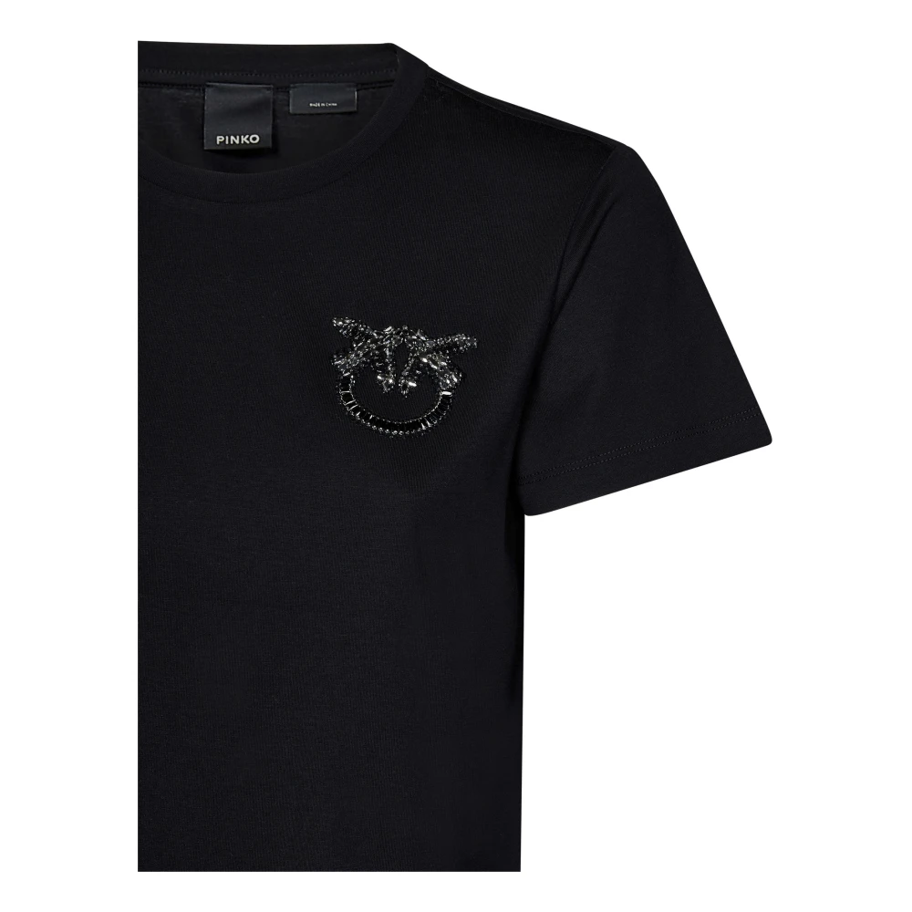 pinko Zwarte Love Birds T-shirt Black Dames