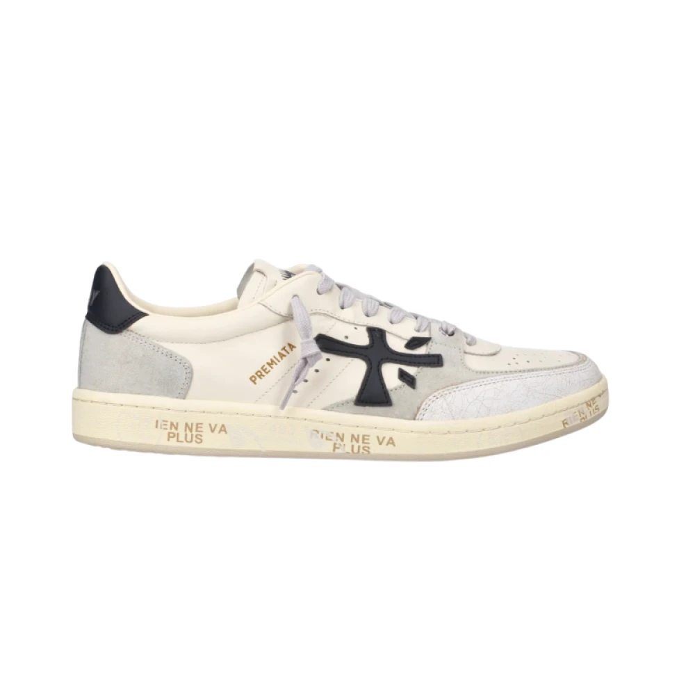Premiata Men's White Bskt Clay Sneakers