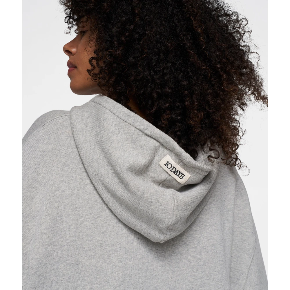 10Days Oversized Hoodie met Baseball Logo Borduursel Gray Dames