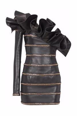 asymmetric-leather-bodycon-dress-with-chains