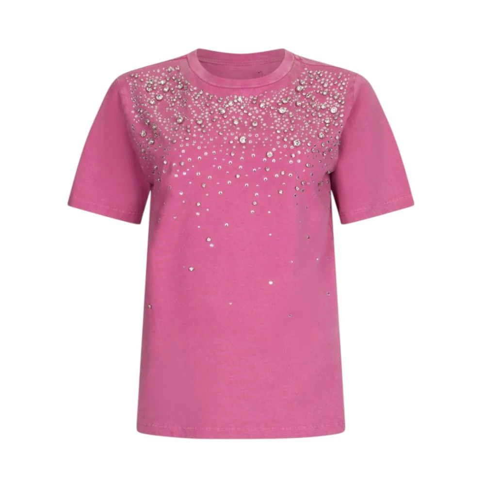 Liu Jo Kvinno Rosa Toppar Dam, Xs, Bomull, T-Shirt Med Ädelstenar
