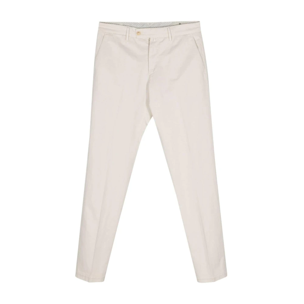 Borrelli Crème Twill Weave Slim Fit Broek Beige Heren