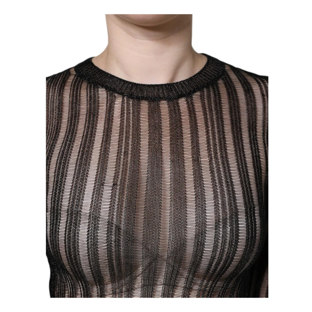 Dolce & Gabbana Doorschijnende Gestreepte Longsleeve Top Black Dames
