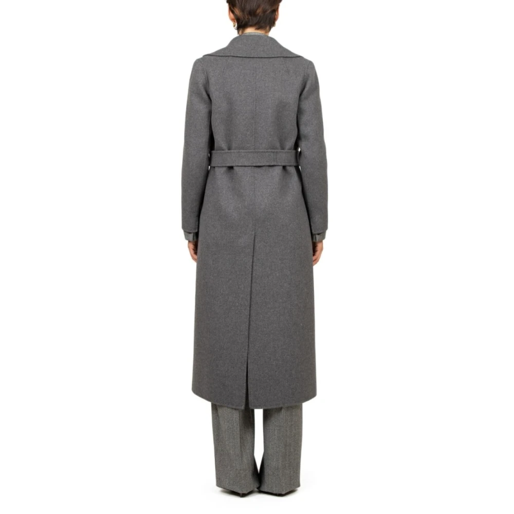 Max Mara Grijze Wolceintuur Lange Jas Gray Dames