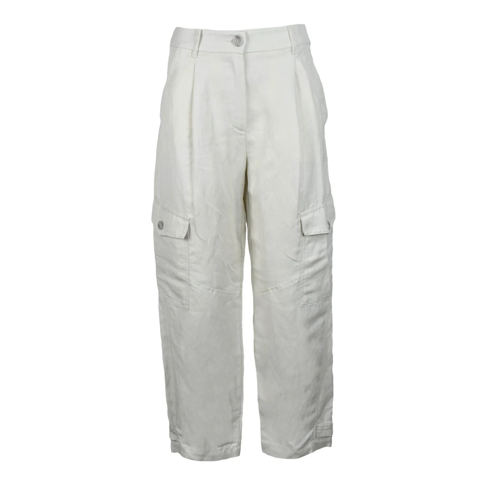 Marella Monochrome Cargo Broek met Knoopzoom White Dames