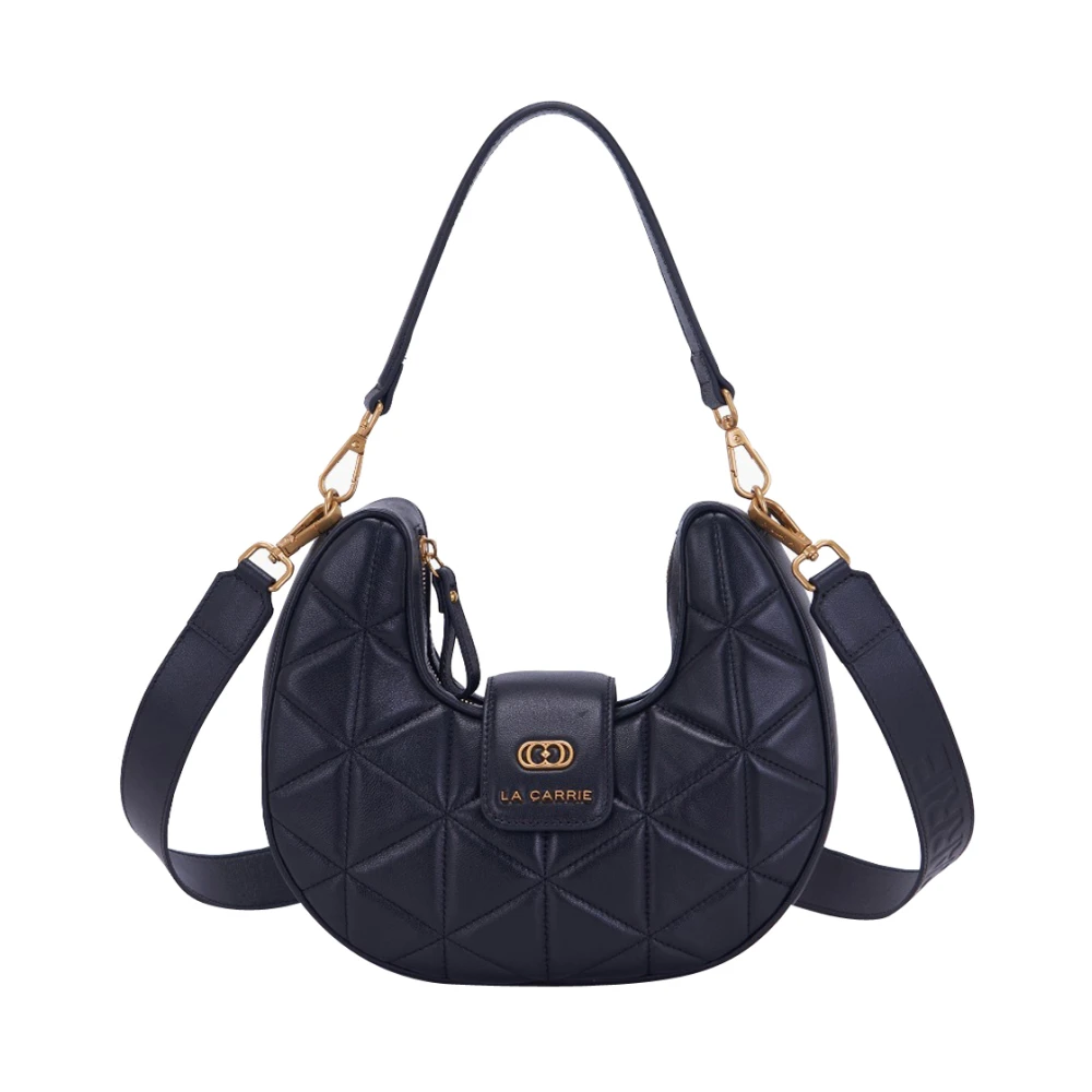 La Carrie Women's Black Leather Hobo Handbag With Zipper Closure