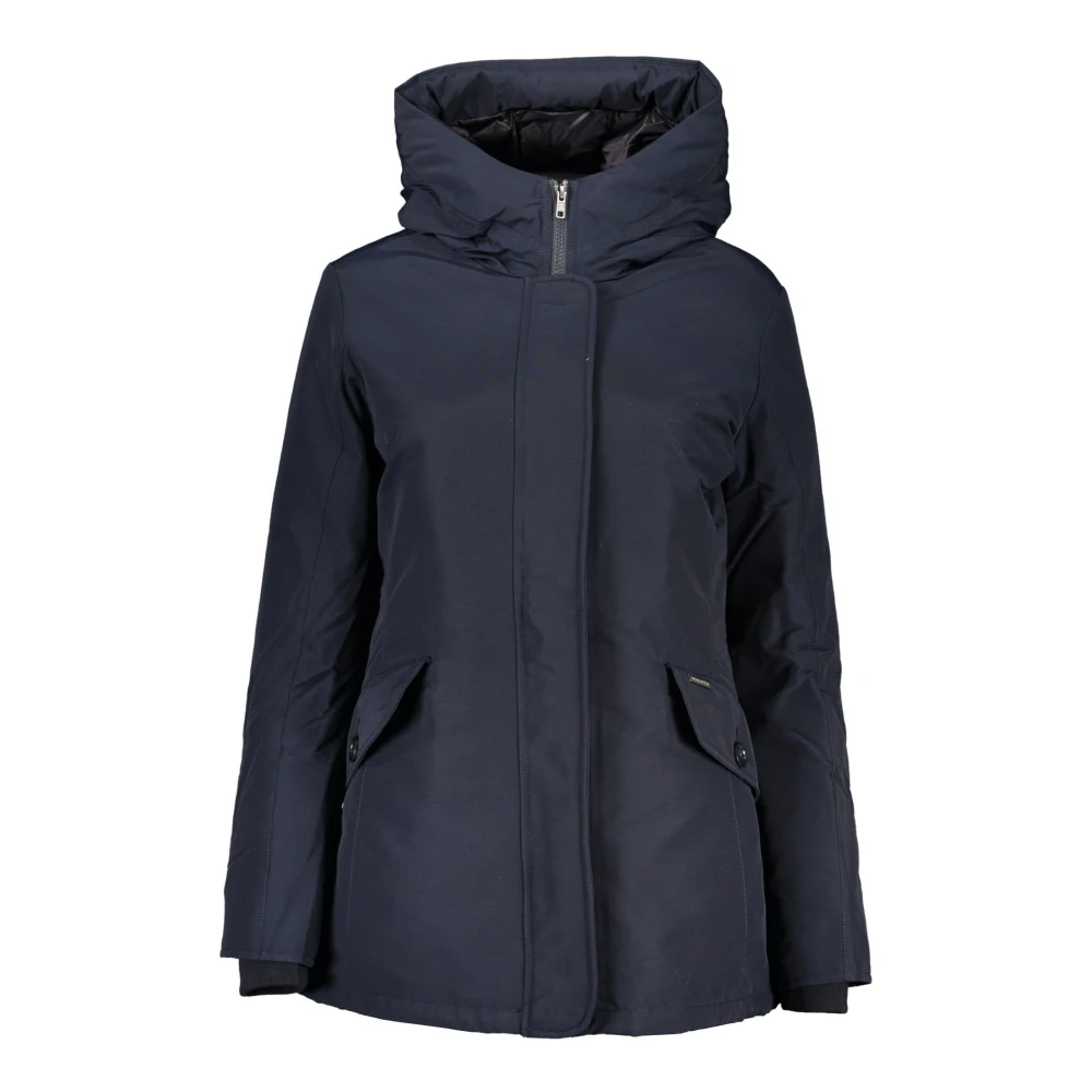 Woolrich Blauwe Hoodie met Rits en Knopen Blue