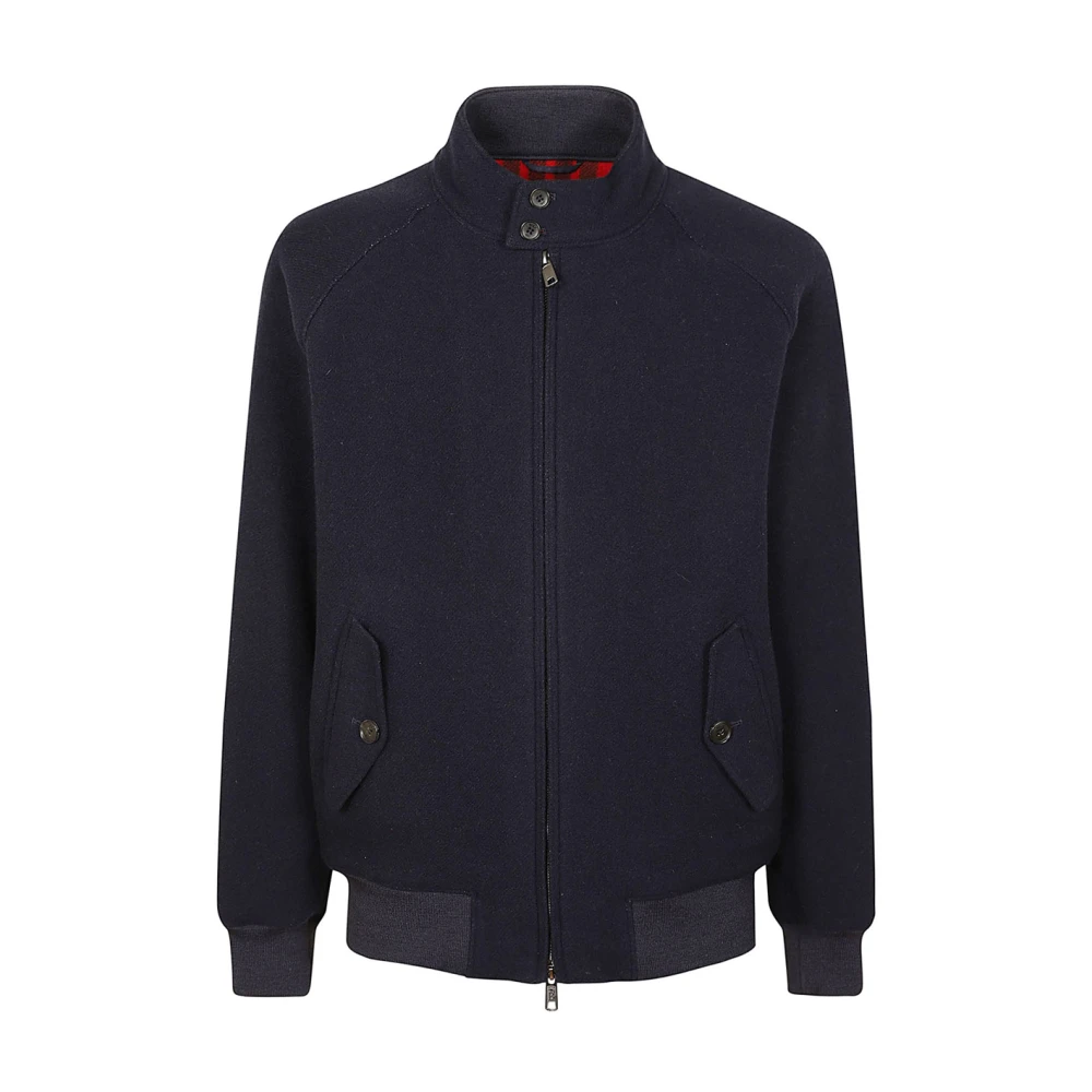 Baracuta Navy Wollen Jas Dubbele Stijl Blue Heren