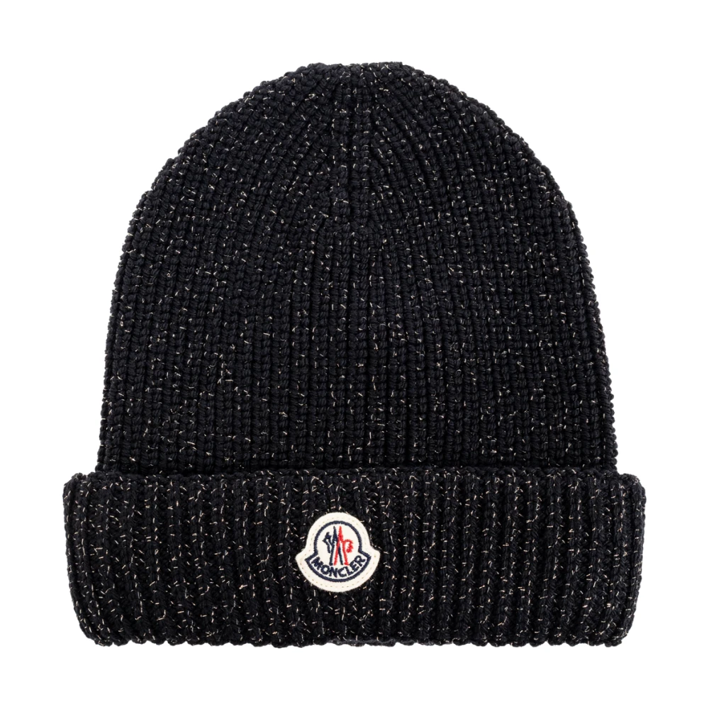 Moncler Black Metallic Wool Beanie - Unisex - Hats & Caps - S - Kids
