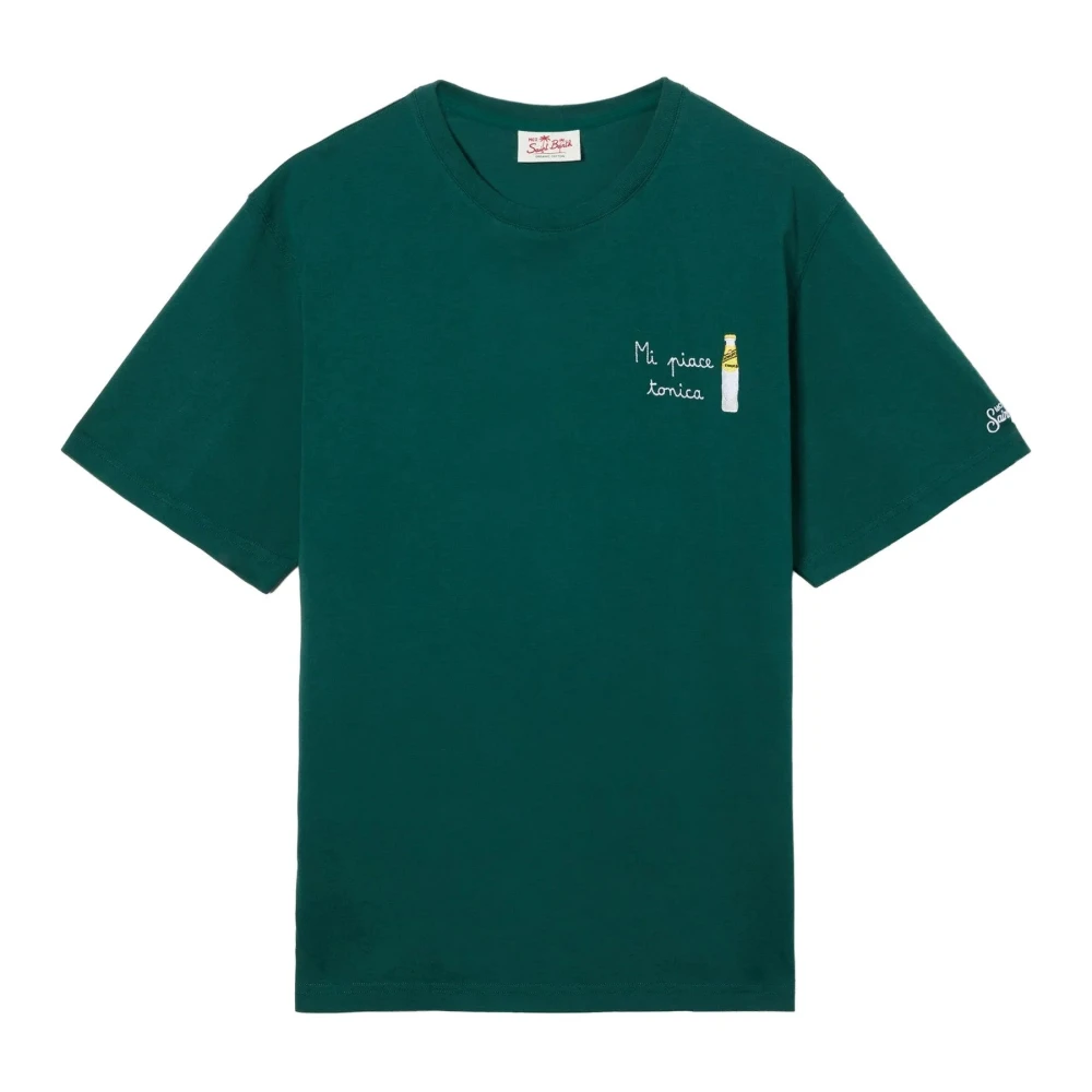 Mc2 Saint Barth Men's Green Embroidered T-Shirt