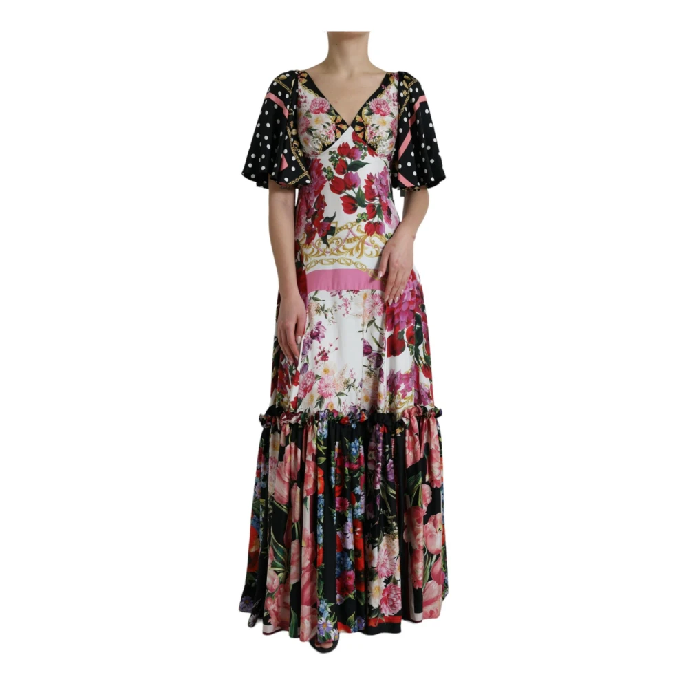 Dolce & Gabbana Women's Multicolor Maxi Dresses,, Floral Print Silk Maxi Dress Extra Small