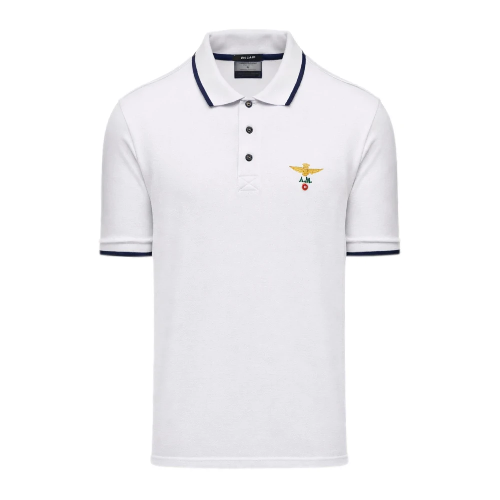 Aeronautica Militare Men's White Polo Shirts, 2XL, Pique Cotton Polo 261Po1308up00082