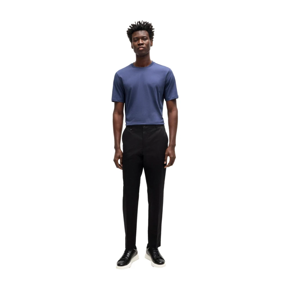 Hugo Boss Blauw Katoenen T-shirt met Rubberen Logo Blue Heren