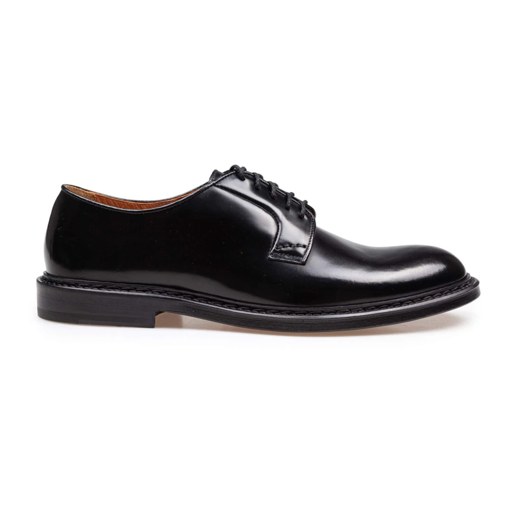 Doucal's Zwarte Leren Veterschoenen