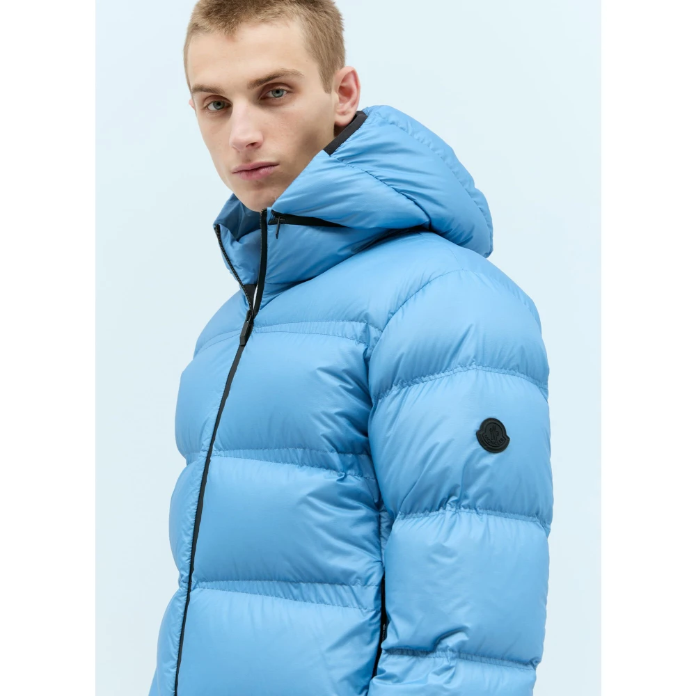 Moncler Ripstop Donsjack met Afneembare Capuchon Blue Heren