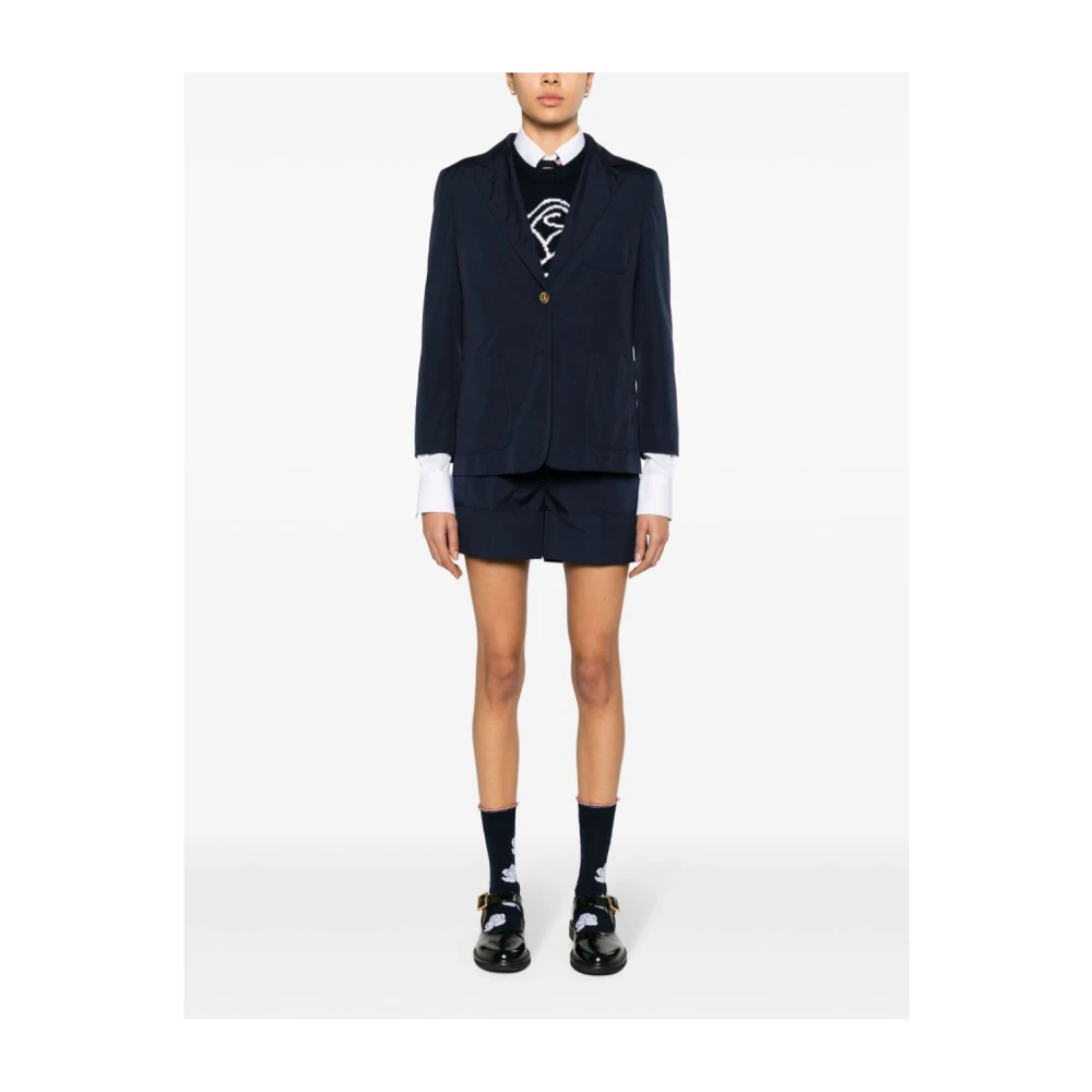 Thom Browne Blauwe RWB Gestreepte Blazer Jas Blue Dames