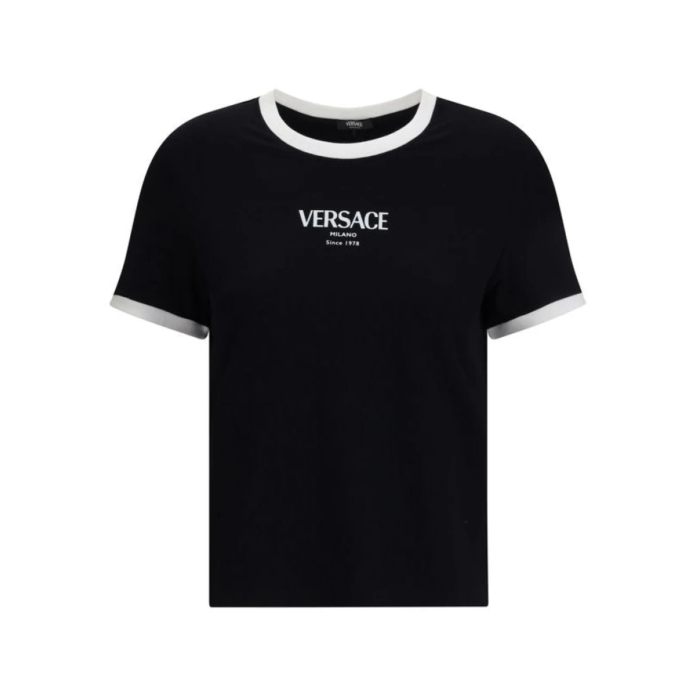 Versace Women's Black Logo T-Shirt - T-Shirts - S - Tops