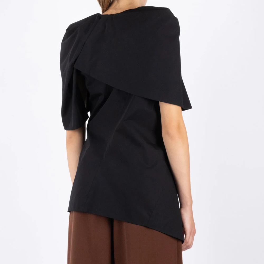 Dries Van Noten Zwarte Katoenen Overhemd Black Dames