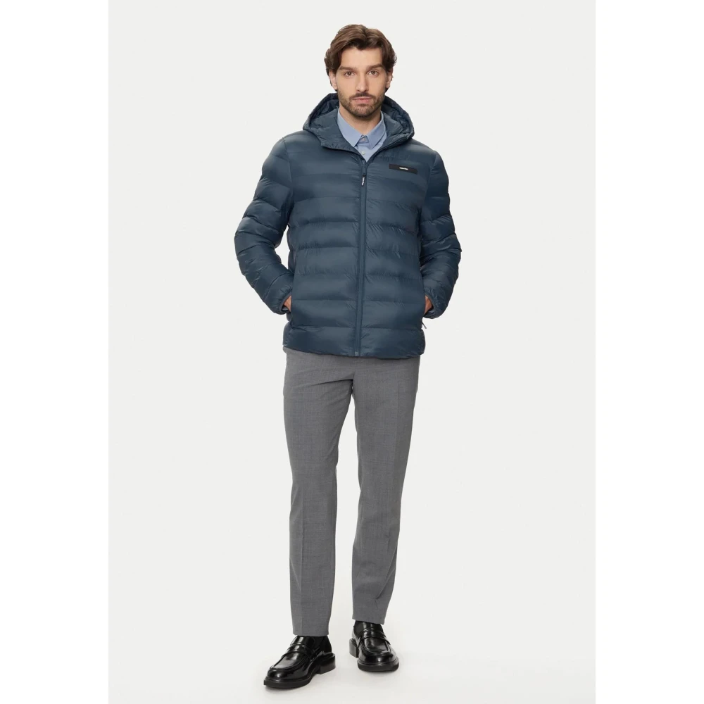 Calvin Klein Blauwe Gewatteerde Hoodie Jas Blue Heren