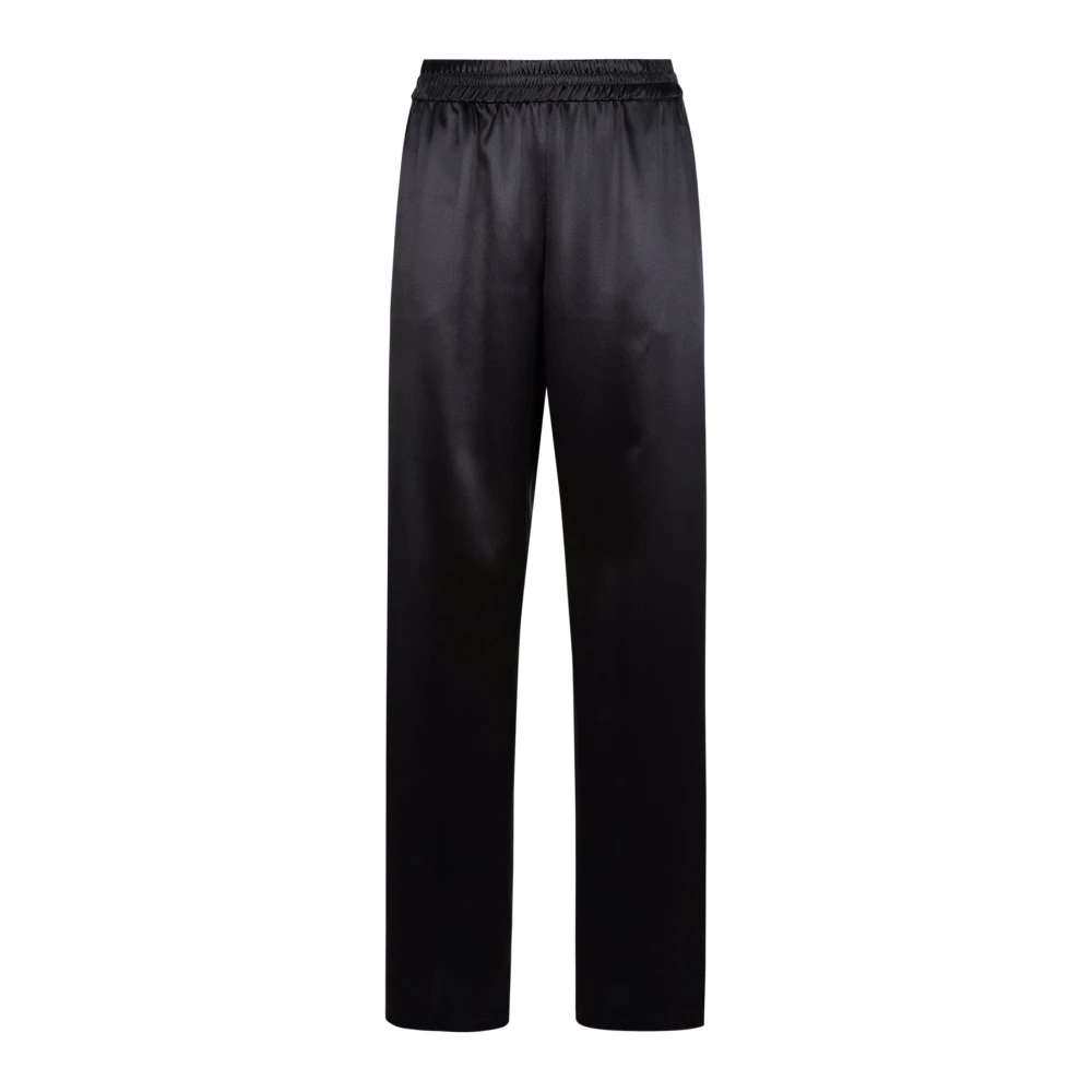 Eleventy Vrouw Zwart Broeken Dames, M, Satijn, Palazzo Zijden Broek