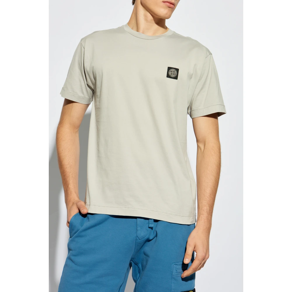 Stone Island T-shirt met logo patch Gray Heren