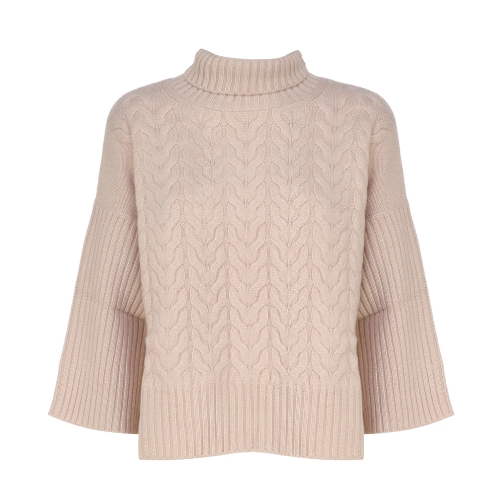 Max Mara Beige Cashmere Sweater met Cable Motif Beige Dames