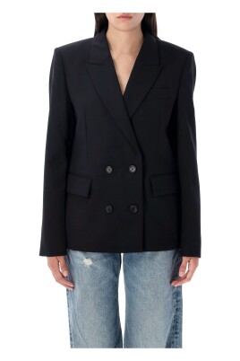 blazer-noir-en-laine-melangee-a-double-boutonnage