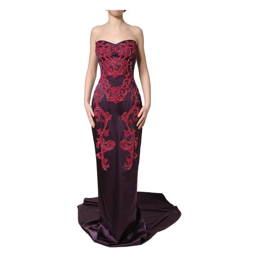 Dolce & Gabbana Vrouw Purper Kleedjes Dames, Paars, S, Lange Avondjurk