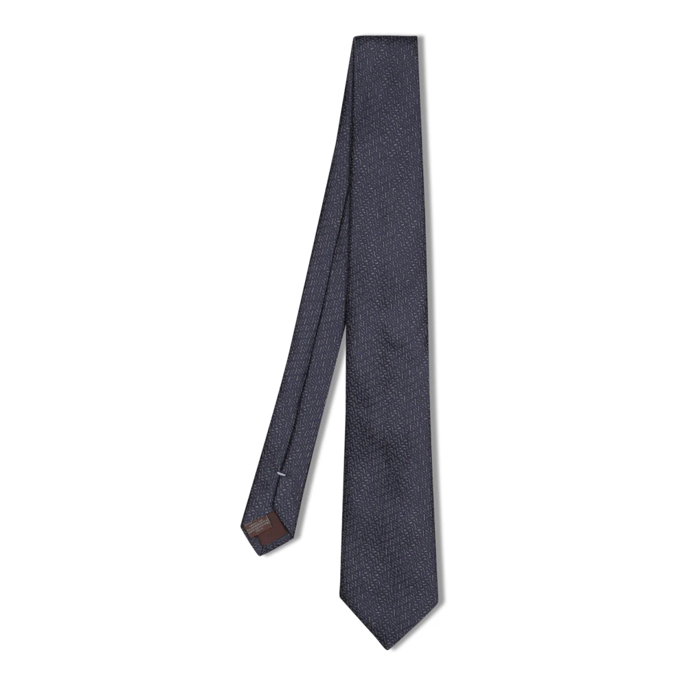 Canali Elegante Zijden Stropdas Blauw Geometrisch Ontwerp Blue Heren