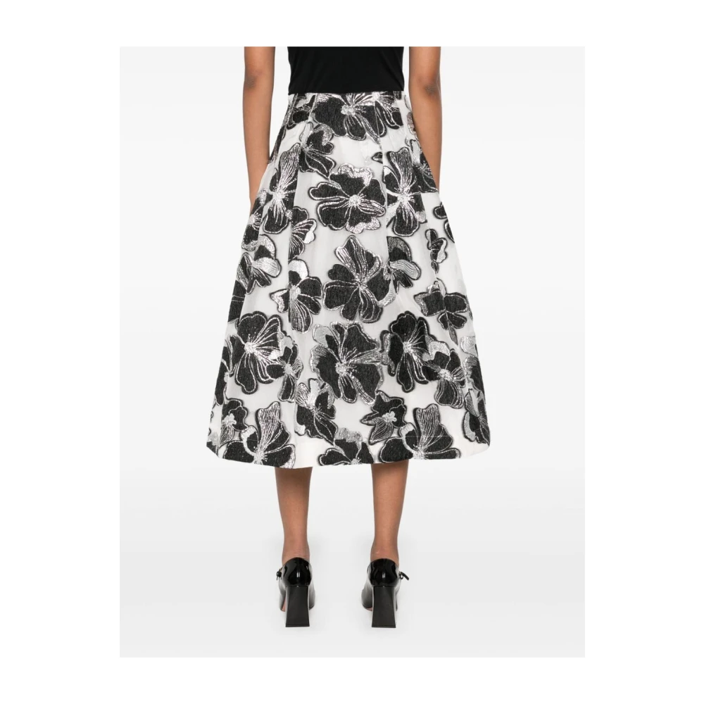 Stine Goya Bloemen Anemoon Jacquard Midi Rok Black Dames