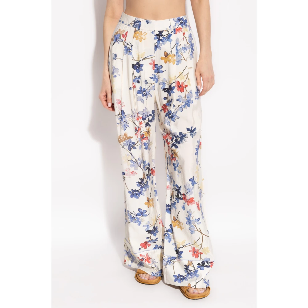 Munthe Bloemenpatroon broek Faicus Beige Dames